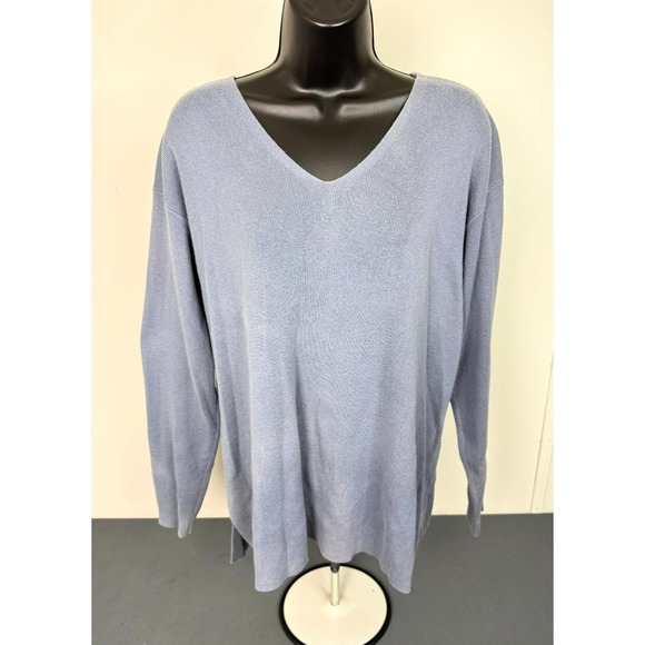 J. Jill Sweaters - J. Jill Women's V- Neck Classic Knit Pullover Sweater Gray Size Large FLAW